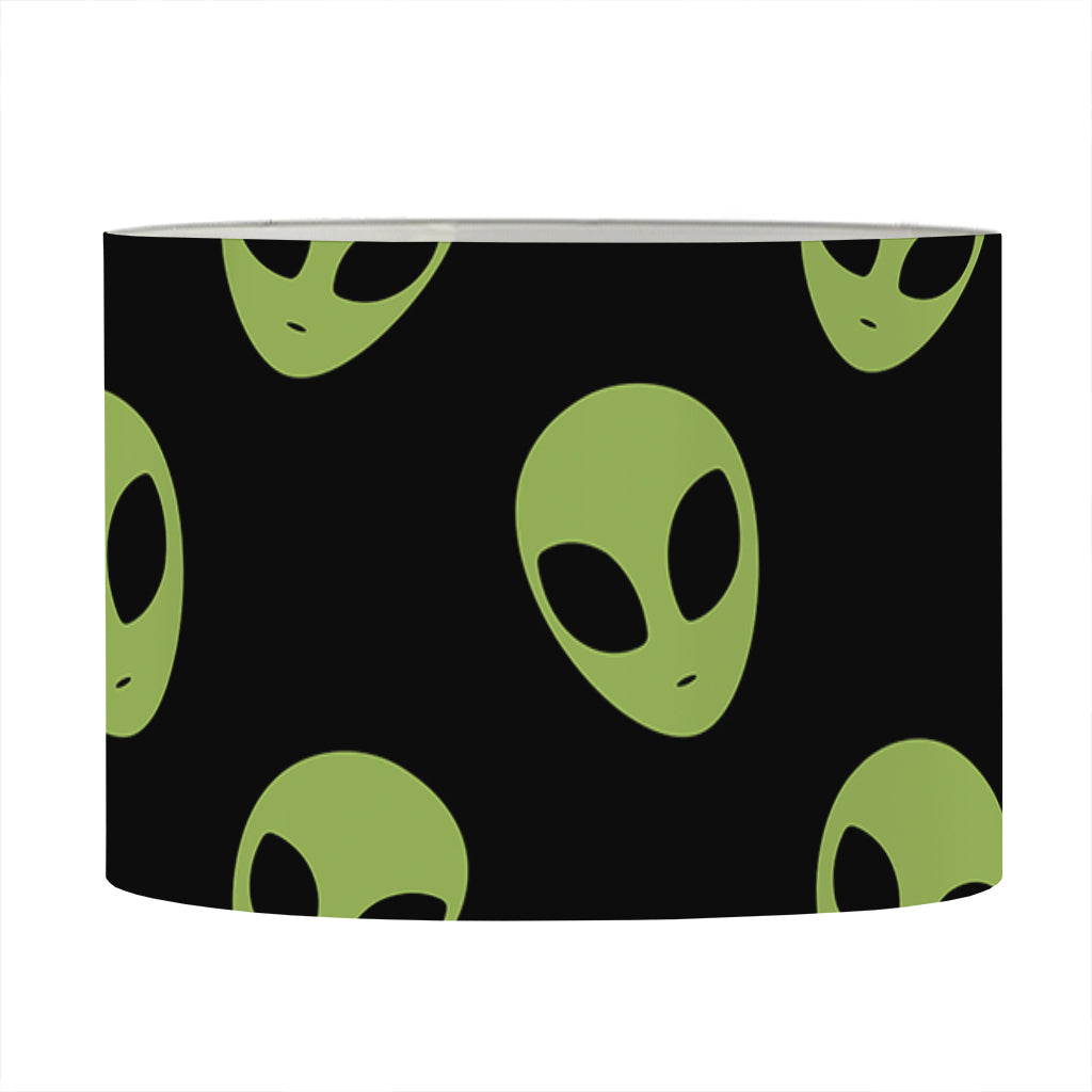 Green Alien Face Pattern Print Drum Lamp Shade