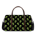 Green Alien Face Pattern Print Duffel Bag