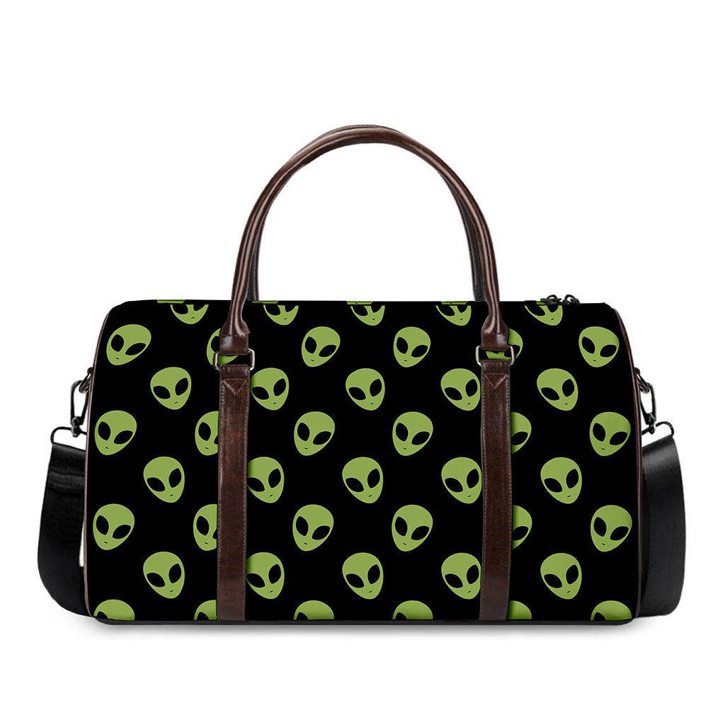 Green Alien Face Pattern Print Duffle Bag