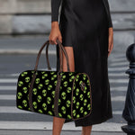 Green Alien Face Pattern Print Duffle Bag
