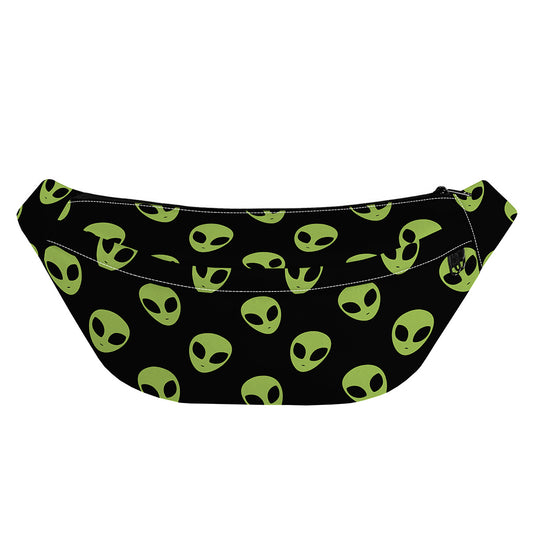 Green Alien Face Pattern Print Fanny Pack