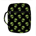 Green Alien Face Pattern Print Front Pocket Bible Bag