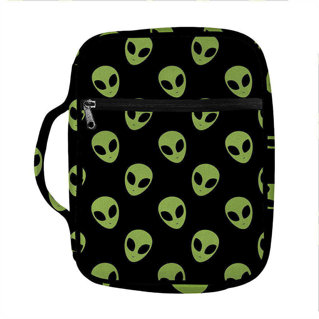 Green Alien Face Pattern Print Front Pocket Bible Bag