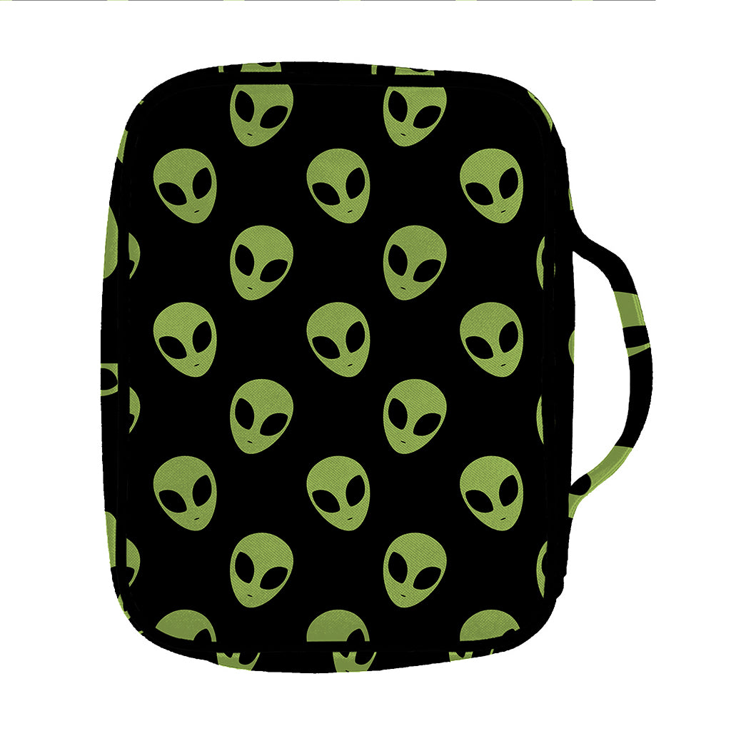 Green Alien Face Pattern Print Front Pocket Bible Bag