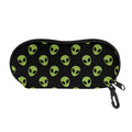 Green Alien Face Pattern Print Glasses Case