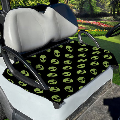 Green Alien Face Pattern Print Golf Cart Seat Cover