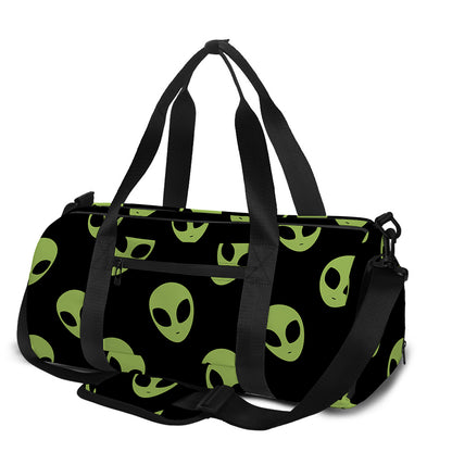 Green Alien Face Pattern Print Gym Bag