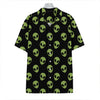 Green Alien Face Pattern Print Hawaiian Shirt