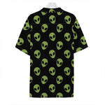 Green Alien Face Pattern Print Hawaiian Shirt