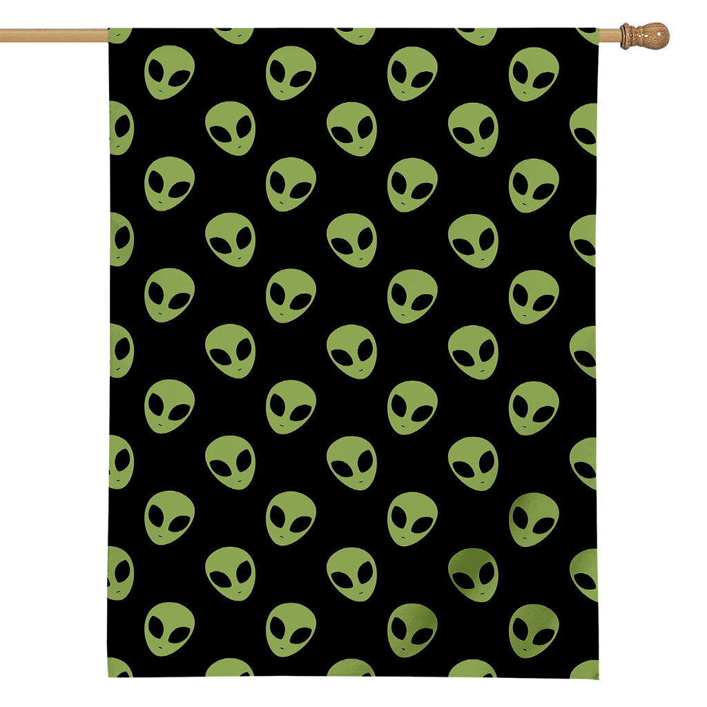 Green Alien Face Pattern Print House Flag