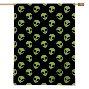 Green Alien Face Pattern Print House Flag