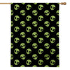 Green Alien Face Pattern Print House Flag