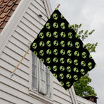 Green Alien Face Pattern Print House Flag