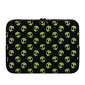 Green Alien Face Pattern Print Laptop Sleeve