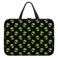 Green Alien Face Pattern Print Laptop Sleeve With Handle