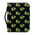 Green Alien Face Pattern Print Leather Bible Cover