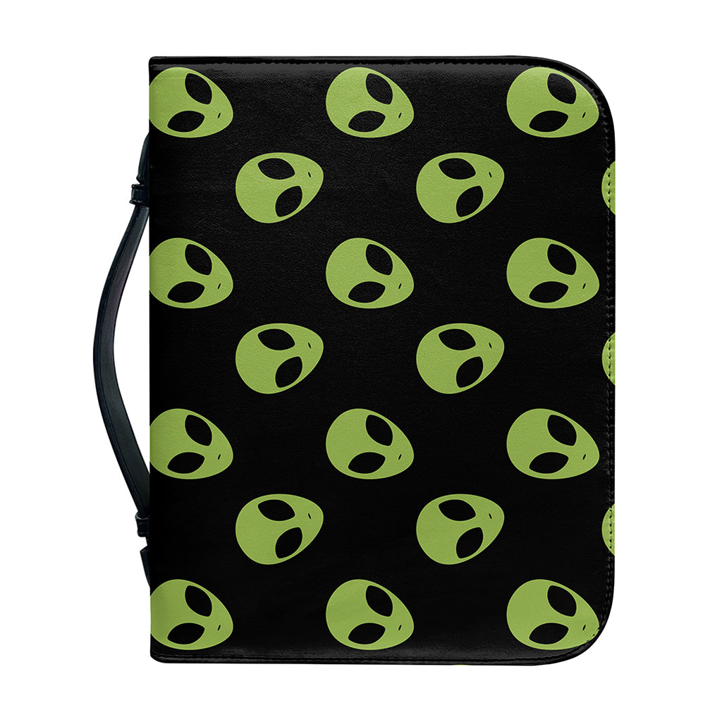 Green Alien Face Pattern Print Leather Bible Cover