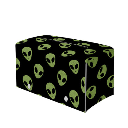 Green Alien Face Pattern Print Leather Tissue Box Cover