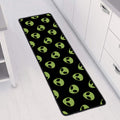 Green Alien Face Pattern Print Long Kitchen Mat