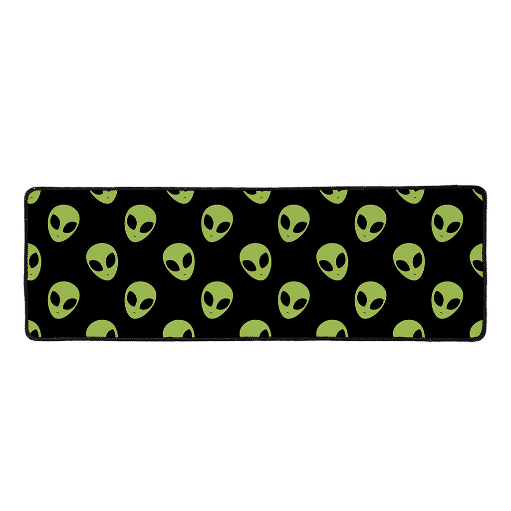 Green Alien Face Pattern Print Long Kitchen Mat