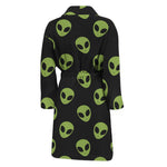 Green Alien Face Pattern Print Men's Bathrobe