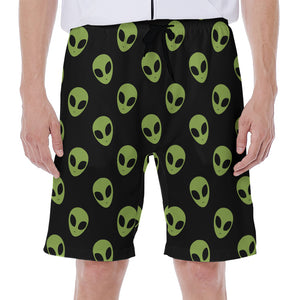 Green Alien Face Pattern Print Men's Beach Shorts