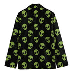 Green Alien Face Pattern Print Men's Blazer