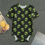 Green Alien Face Pattern Print Men's Bodysuit