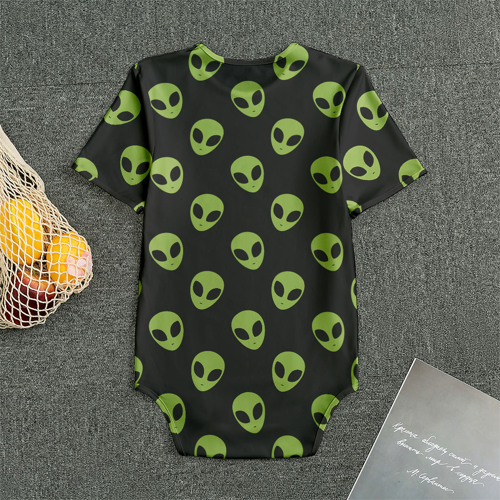 Green Alien Face Pattern Print Men's Bodysuit