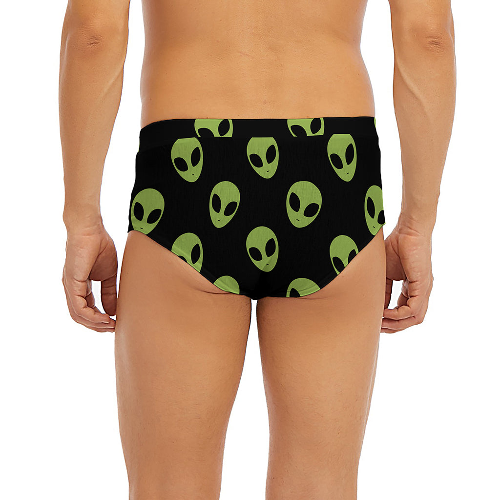 Green Alien Face Pattern Print Men's Briefs