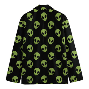 Green Alien Face Pattern Print Men's Cotton Blazer