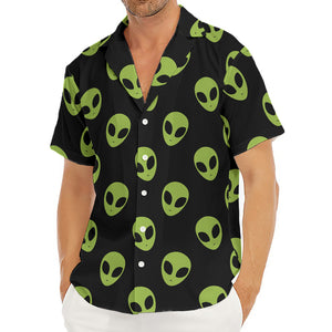 Green Alien Face Pattern Print Men's Deep V-Neck Shirt