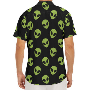 Green Alien Face Pattern Print Men's Deep V-Neck Shirt