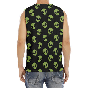 Green Alien Face Pattern Print Men's Fitness Tank Top