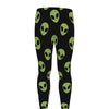 Green Alien Face Pattern Print Men's leggings