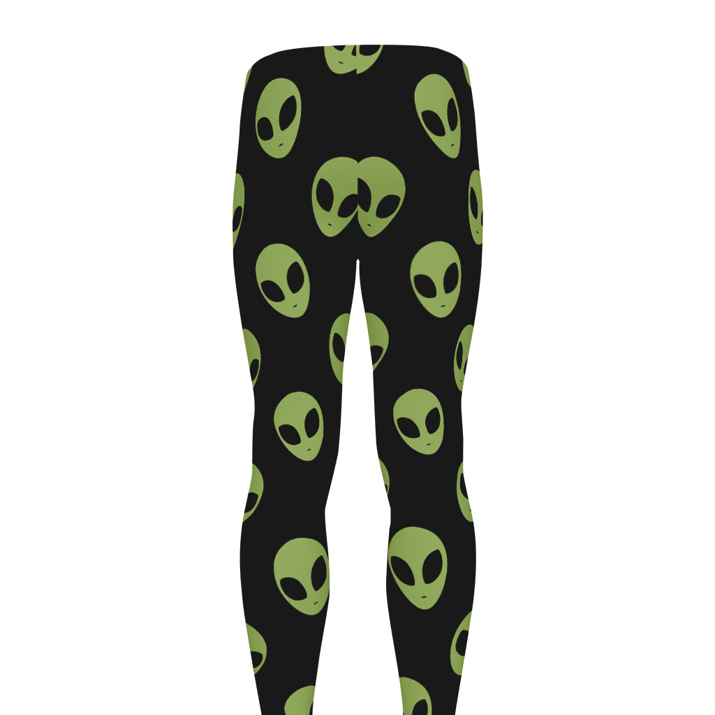 Green Alien Face Pattern Print Men's leggings