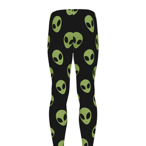 Green Alien Face Pattern Print Men's leggings