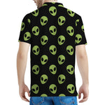 Green Alien Face Pattern Print Men's Polo Shirt