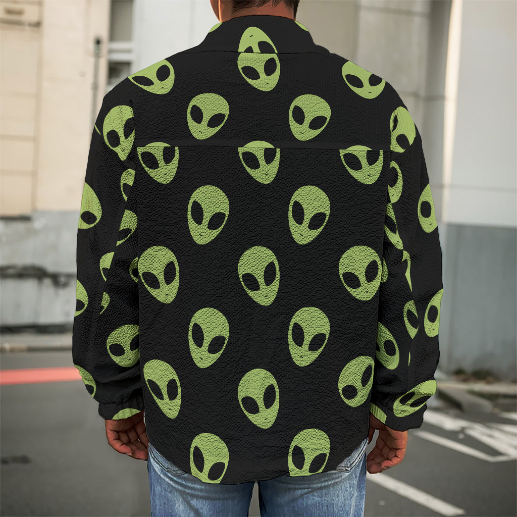 Green Alien Face Pattern Print Men's Shirt Jacket