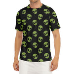 Green Alien Face Pattern Print Men's Short Sleeve Rash Guard