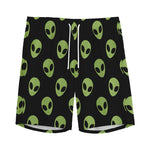 Green Alien Face Pattern Print Men's Sports Shorts