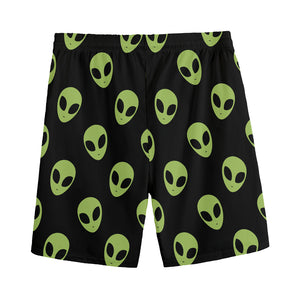 Green Alien Face Pattern Print Men's Sports Shorts