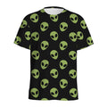Green Alien Face Pattern Print Men's Athletic T-Shirt