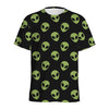 Green Alien Face Pattern Print Men's Sports T-Shirt