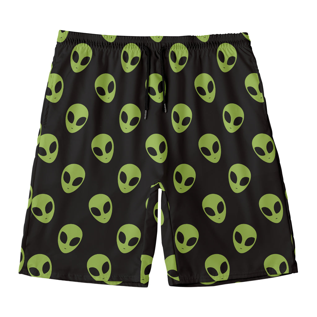 Green Alien Face Pattern Print Men's Swim Trunks