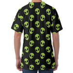 Green Alien Face Pattern Print Men's Velvet T-Shirt