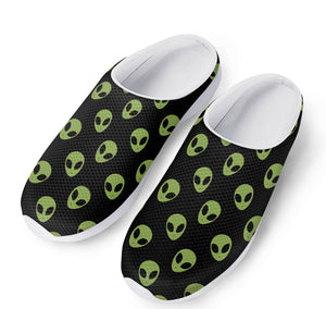 Green Alien Face Pattern Print Mesh Casual Shoes