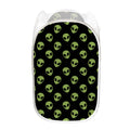 Green Alien Face Pattern Print Mesh Laundry Hamper