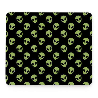 Green Alien Face Pattern Print Mouse Pad