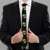 Green Alien Face Pattern Print Necktie